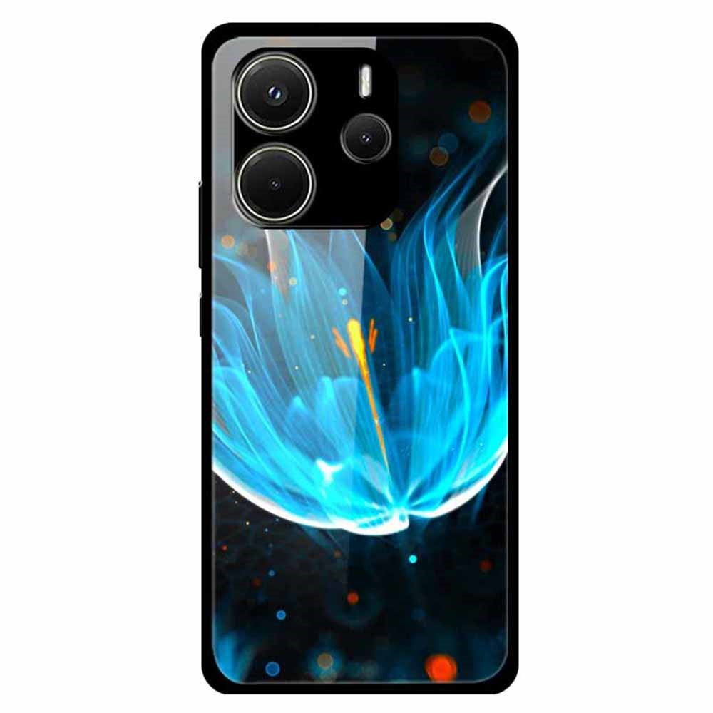 For Xiaomi Redmi Note 14 4G (163.25mm) Case Anti-Scratch Tempered Glass Pattern Phone Cover