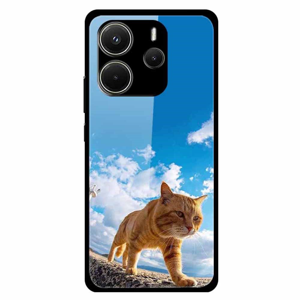 For Xiaomi Redmi Note 14 4G (163.25mm) Case Pattern Print Tempered Glass + TPU Phone Back Cover