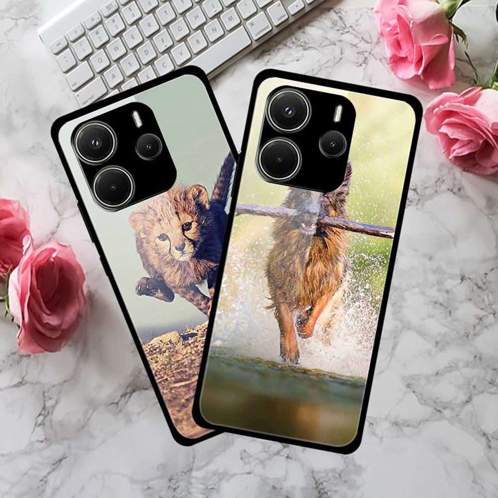 For Xiaomi Redmi Note 14 4G (163.25mm) Case Pattern Print Tempered Glass + TPU Phone Back Cover