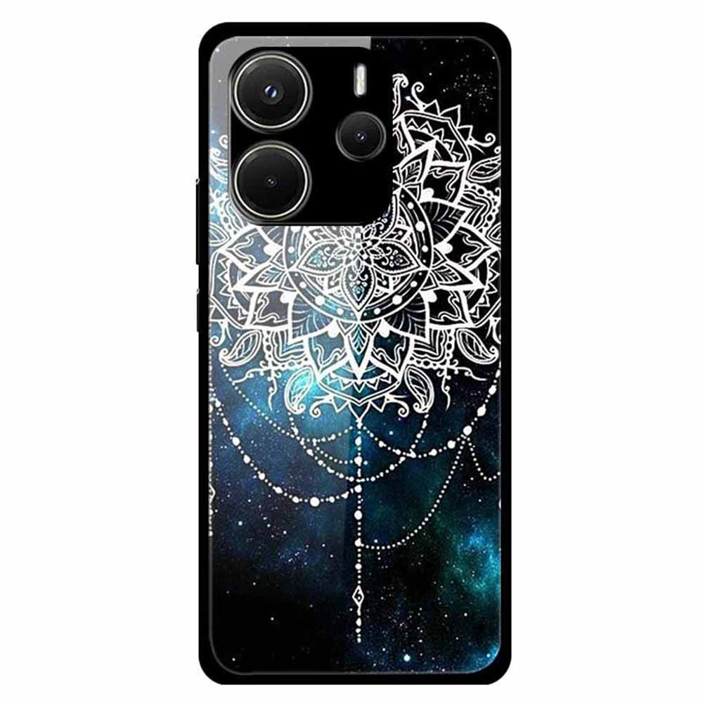 For Xiaomi Redmi Note 14 4G (163.25mm) Case Pattern Print Tempered Glass + TPU Phone Back Cover