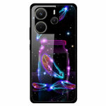 For Xiaomi Redmi Note 14 4G (163.25mm) Case Pattern Print Tempered Glass + TPU Phone Back Cover