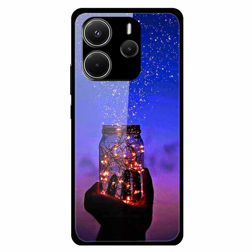 For Xiaomi Redmi Note 14 4G (163.25mm) Case Pattern Print Tempered Glass + TPU Phone Back Cover