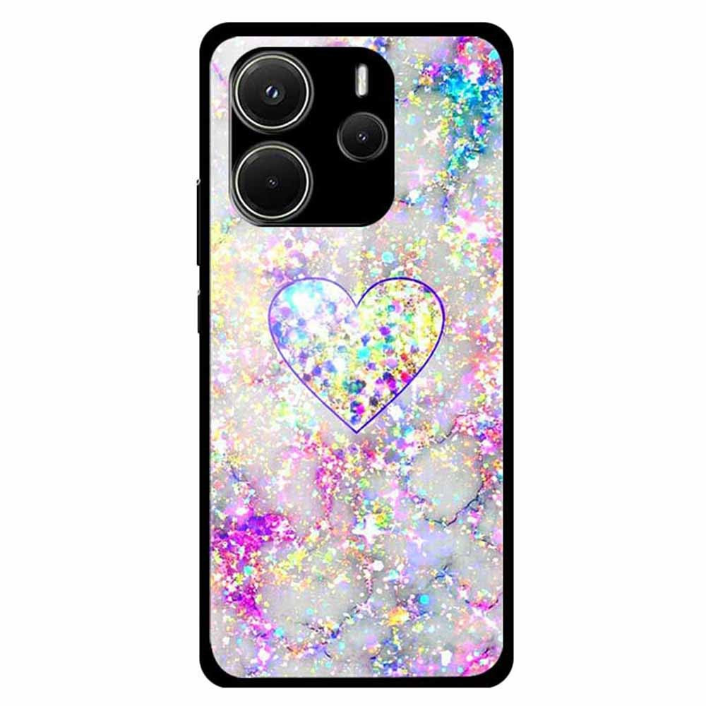 For Xiaomi Redmi Note 14 4G (163.25mm) Case Pattern Print Tempered Glass + TPU Phone Back Cover