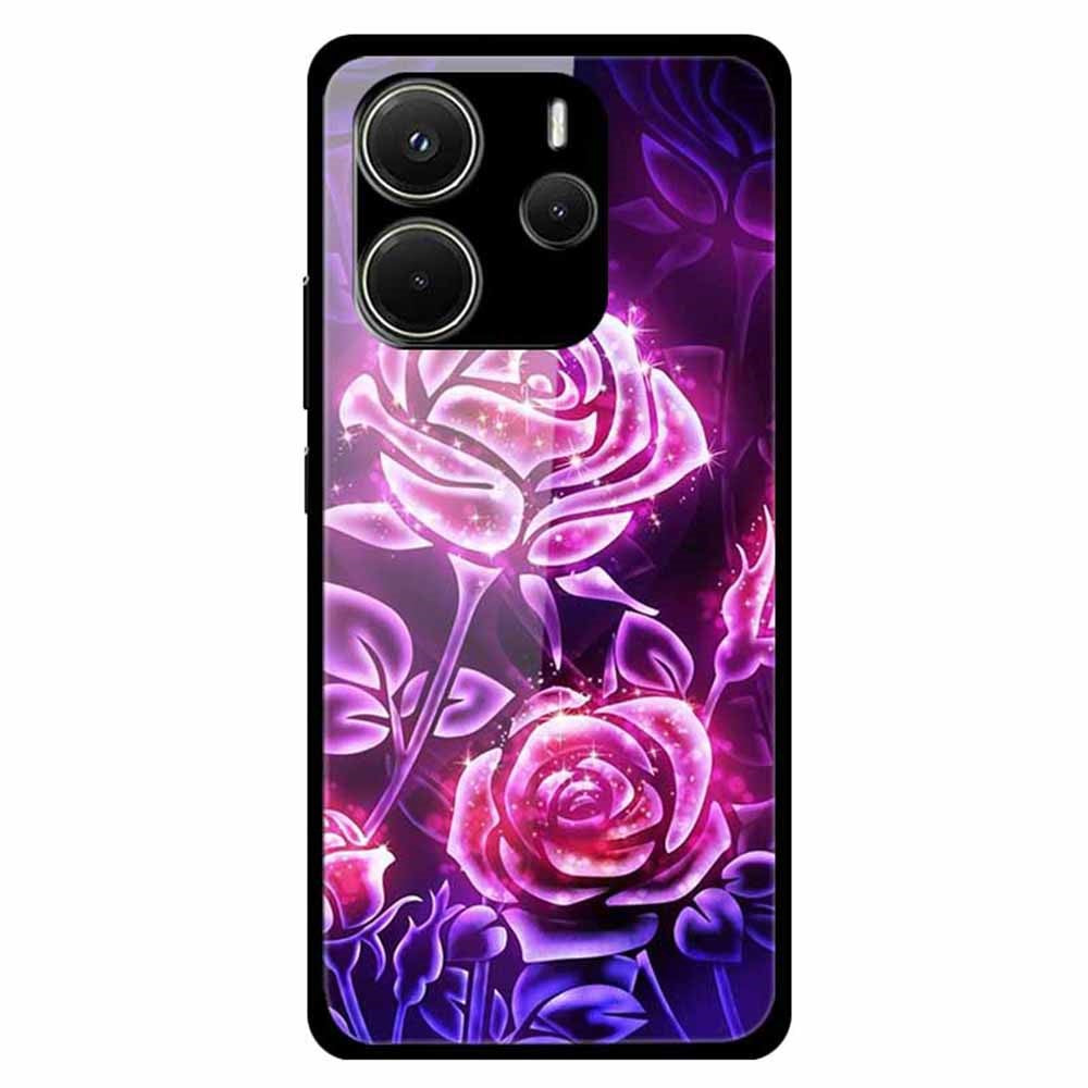 For Xiaomi Redmi Note 14 4G (163.25mm) Case Pattern Print Tempered Glass + TPU Phone Back Cover