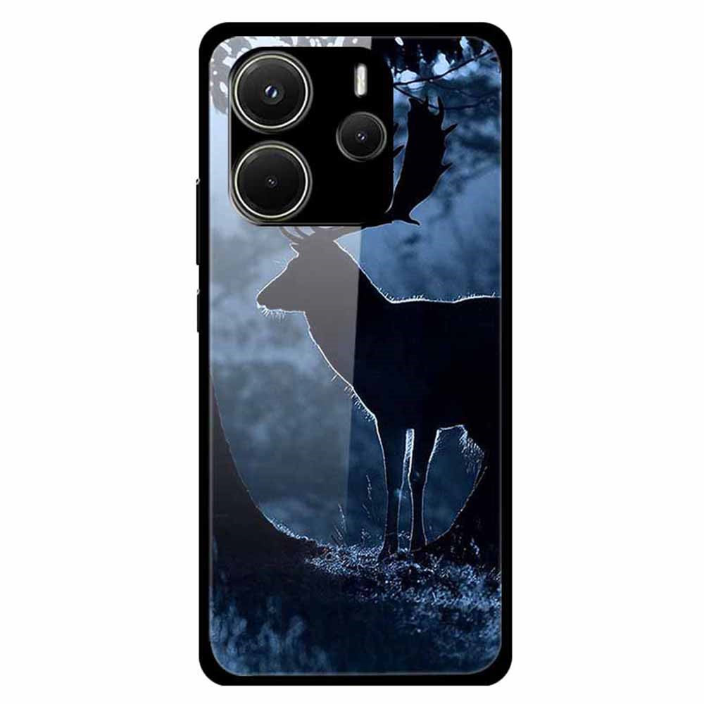 For Xiaomi Redmi Note 14 4G (163.25mm) Case Pattern Print Tempered Glass + TPU Phone Back Cover