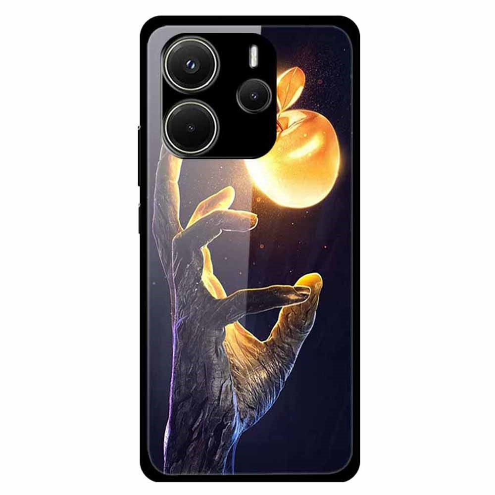 For Xiaomi Redmi Note 14 4G (163.25mm) Case Pattern Print Tempered Glass + TPU Phone Back Cover