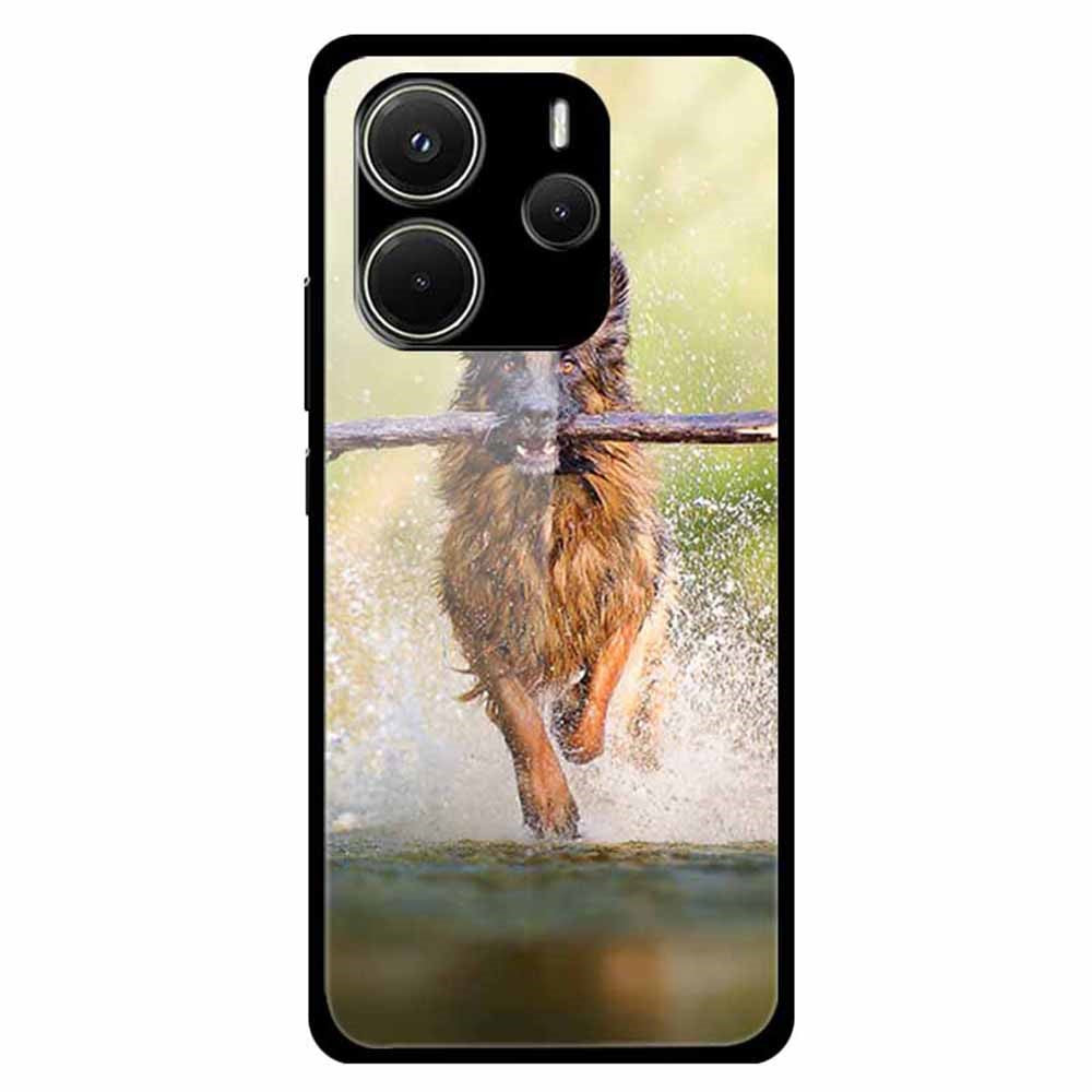 For Xiaomi Redmi Note 14 4G (163.25mm) Case Pattern Print Tempered Glass + TPU Phone Back Cover