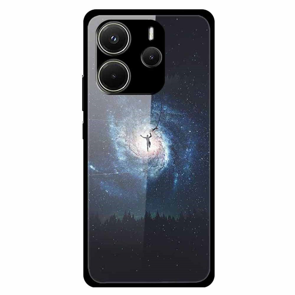For Xiaomi Redmi Note 14 4G (163.25mm) Case Pattern Print Tempered Glass + TPU Phone Back Cover