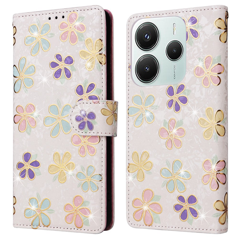 For Xiaomi Redmi Note 14 5G Case RFID Blocking Flower Leather Phone Cover