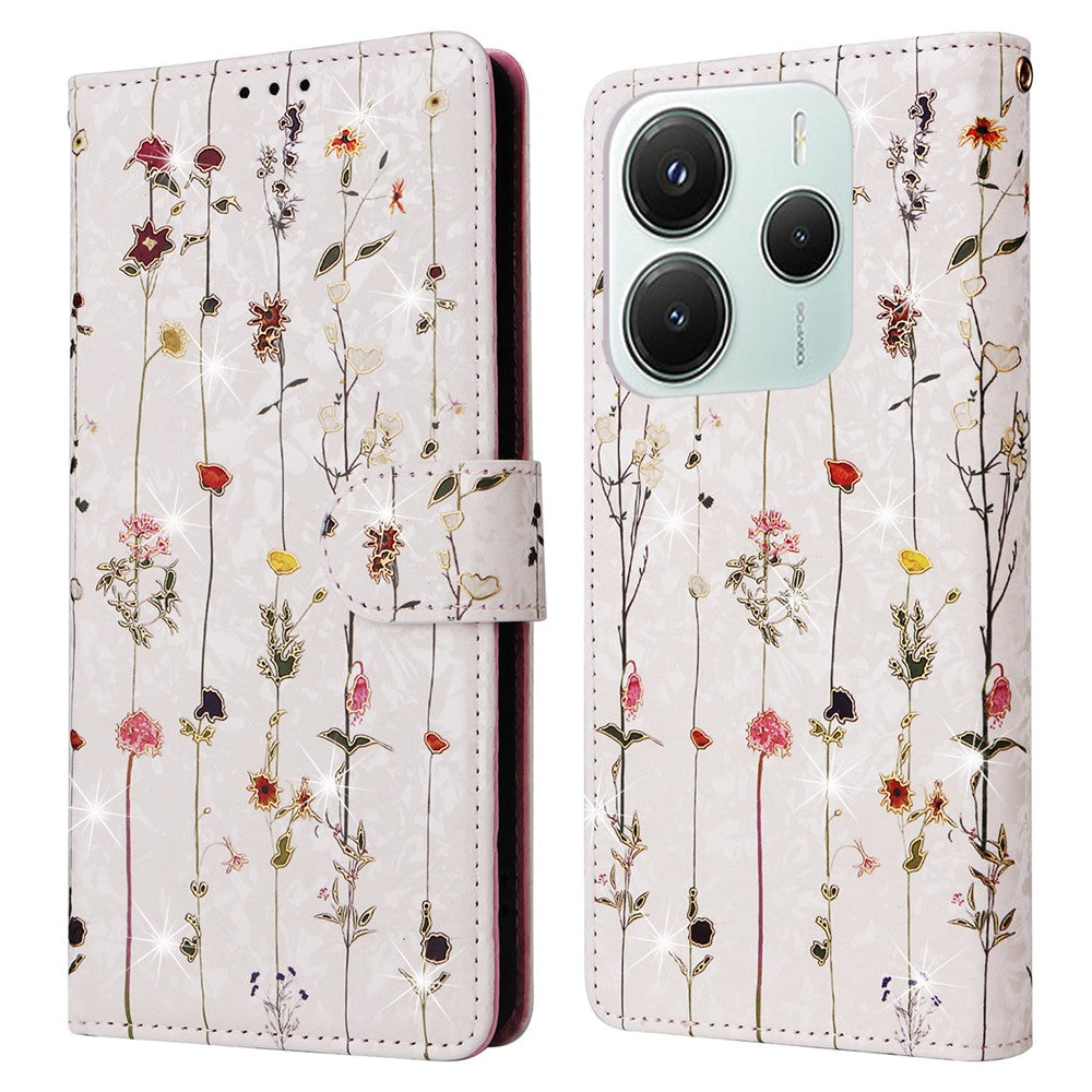 For Xiaomi Redmi Note 14 5G Case RFID Blocking Flower Leather Phone Cover