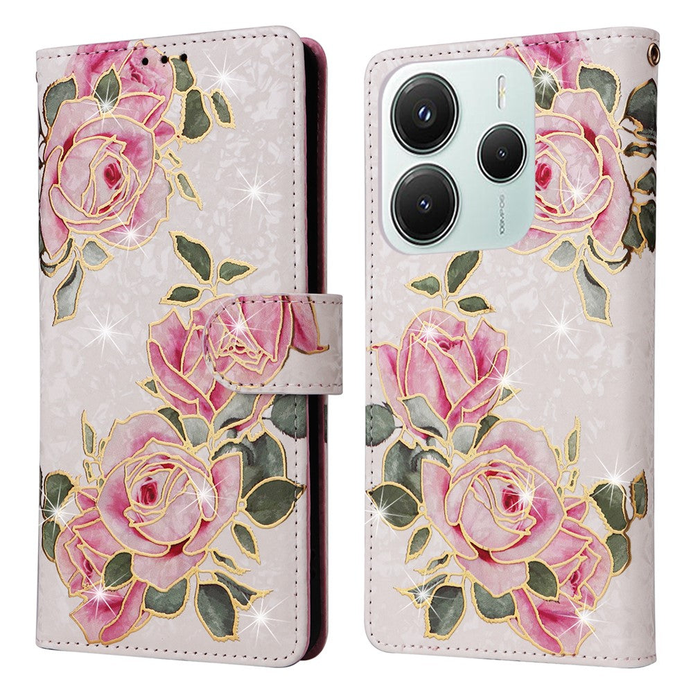 For Xiaomi Redmi Note 14 5G Case RFID Blocking Flower Leather Phone Cover