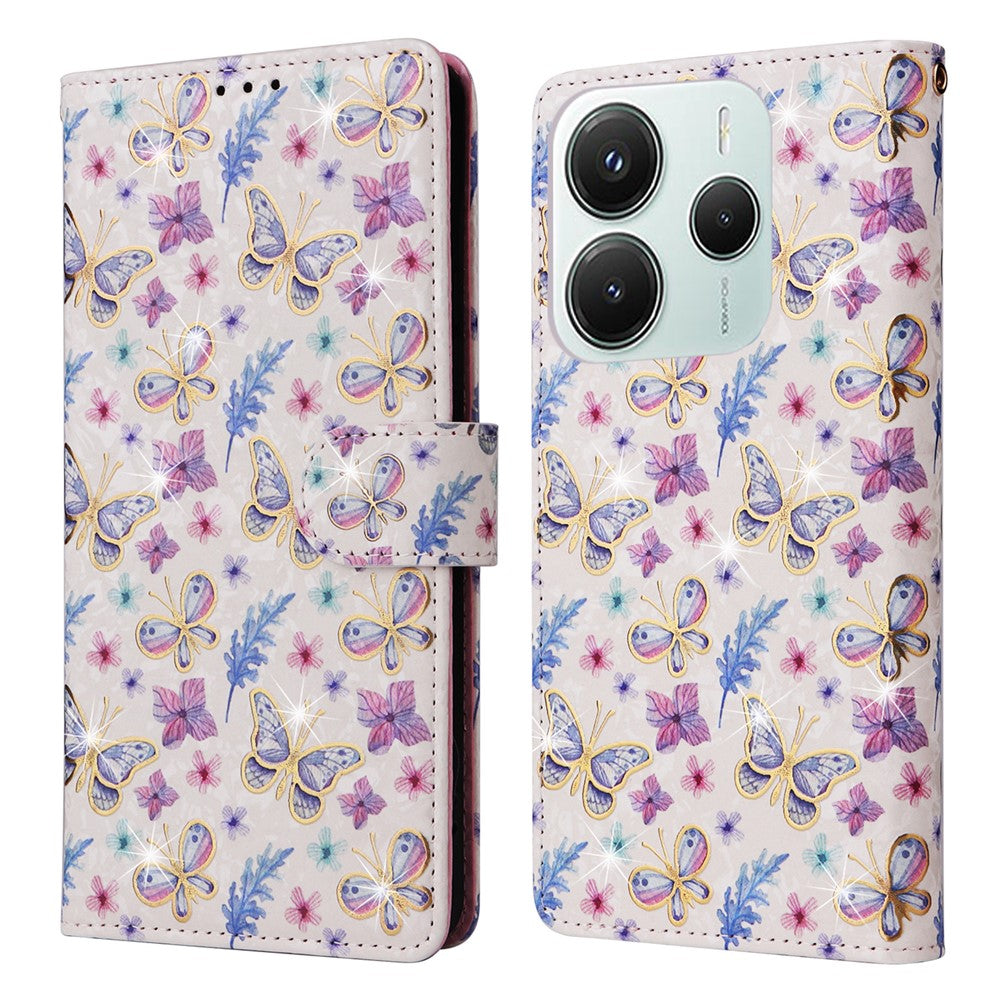 For Xiaomi Redmi Note 14 5G Case RFID Blocking Flower Leather Phone Cover