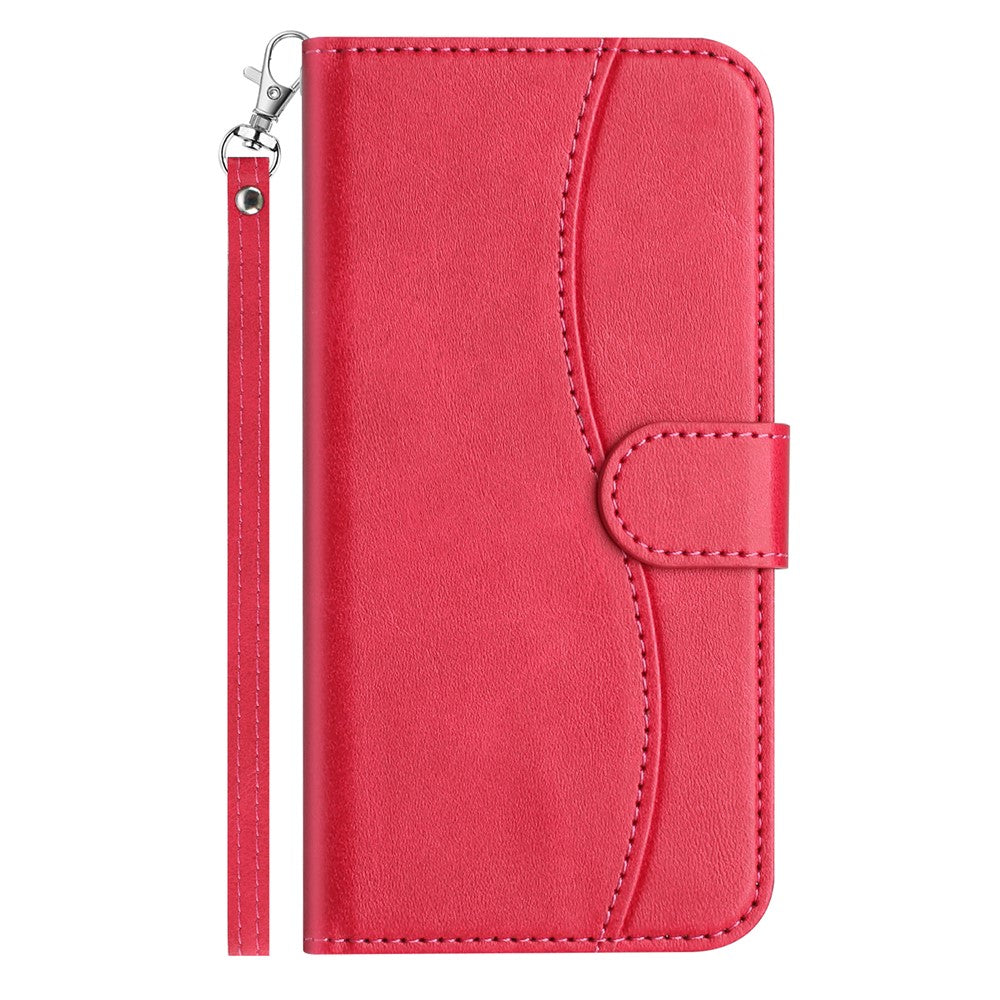 For Xiaomi Redmi Note 14 4G (163.25mm) Stand Case with Strap PU Leather Wallet Phone Cover S Shape Stitching Design