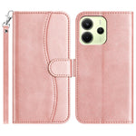 For Xiaomi Redmi Note 14 4G (163.25mm) Stand Case with Strap PU Leather Wallet Phone Cover S Shape Stitching Design