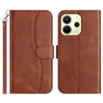 For Xiaomi Redmi Note 14 4G (163.25mm) Stand Case with Strap PU Leather Wallet Phone Cover S Shape Stitching Design