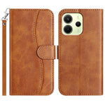 For Xiaomi Redmi Note 14 4G (163.25mm) Stand Case with Strap PU Leather Wallet Phone Cover S Shape Stitching Design