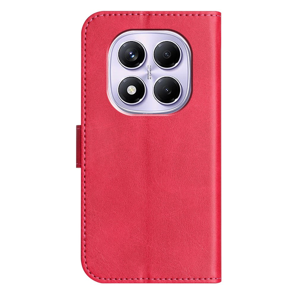 For Xiaomi Redmi Note 14 Pro 4G Stand Case with Strap PU Leather Wallet Phone Cover S Shape Stitching Design