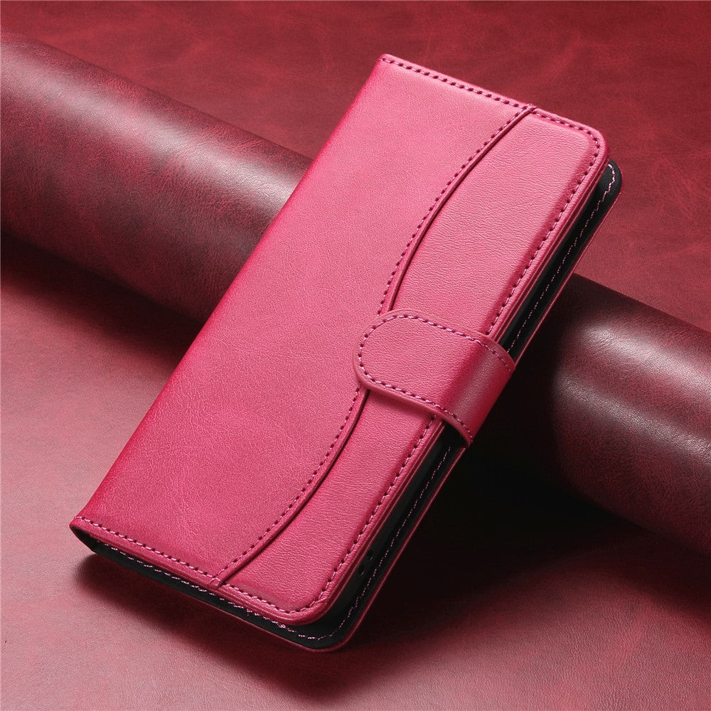 For Xiaomi Redmi Note 14 Pro 4G Stand Case with Strap PU Leather Wallet Phone Cover S Shape Stitching Design