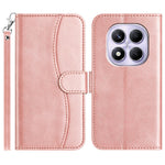 For Xiaomi Redmi Note 14 Pro 4G Stand Case with Strap PU Leather Wallet Phone Cover S Shape Stitching Design