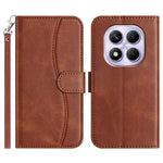 For Xiaomi Redmi Note 14 Pro 4G Stand Case with Strap PU Leather Wallet Phone Cover S Shape Stitching Design
