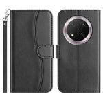 For Honor Magic7 Lite 5G / X9c 5G / X60 Pro 5G Stand Case with Strap PU Leather Wallet Phone Cover S Shape Stitching Design