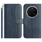 For Honor Magic7 Pro 5G Stand Case with Strap PU Leather Wallet Phone Cover S Shape Stitching Design