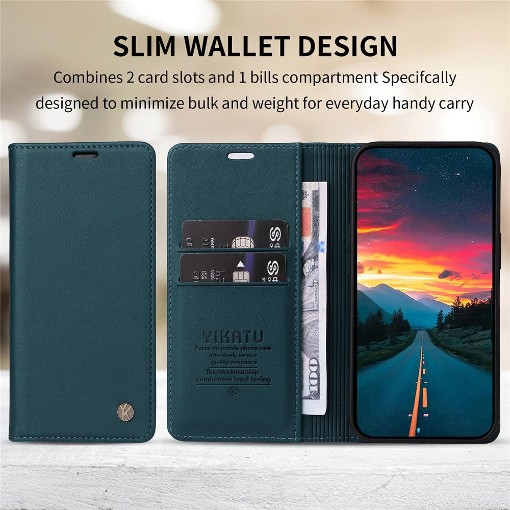 YIKATU For Xiaomi Redmi Note 14 4G (164.84mm) Phone Cases  Magnetic Closure PU Leather Mobile Cover