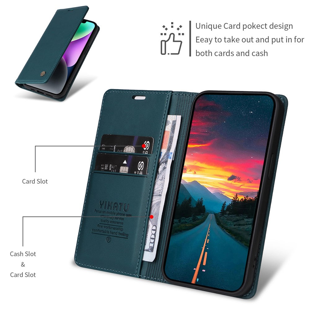 YIKATU För Xiaomi Redmi Note 14 4G (164.84mm) Mobilskal Magnetisk Stängning PU Läder Mobilskal