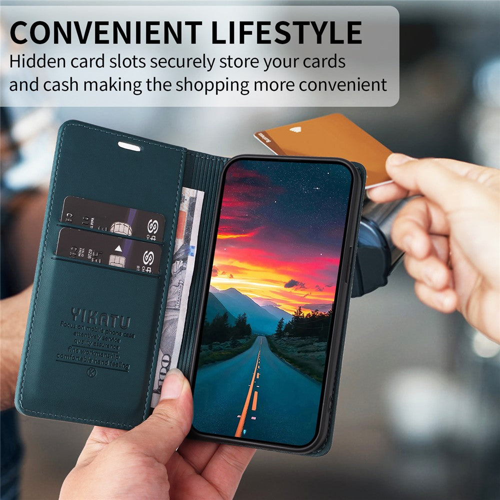 YIKATU For Xiaomi Redmi Note 14 4G (164.84mm) Phone Cases  Magnetic Closure PU Leather Mobile Cover