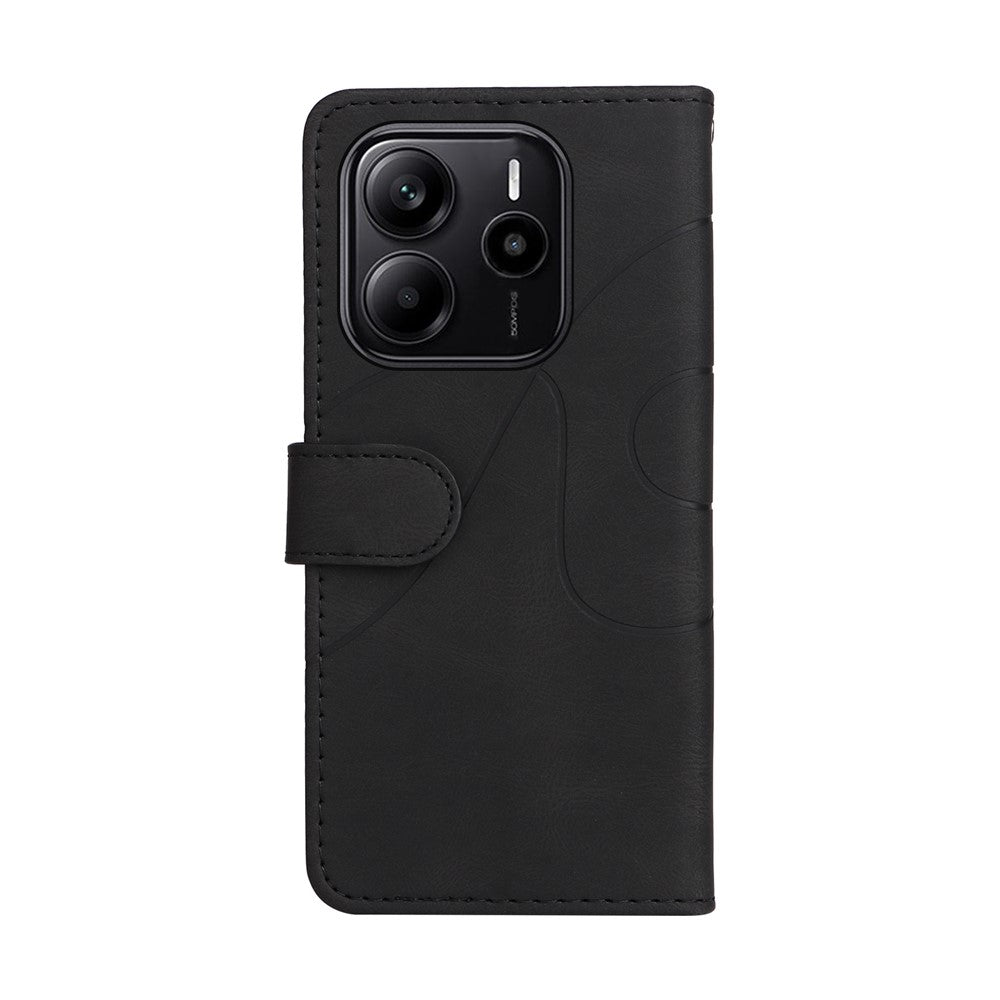 For Xiaomi Redmi Note 14 4G (164.84mm) Leather Phone Case Stand Wallet with Bi-colour Splicing Design