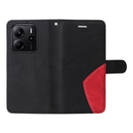 For Xiaomi Redmi Note 14 4G (164.84mm) Leather Phone Case Stand Wallet with Bi-colour Splicing Design