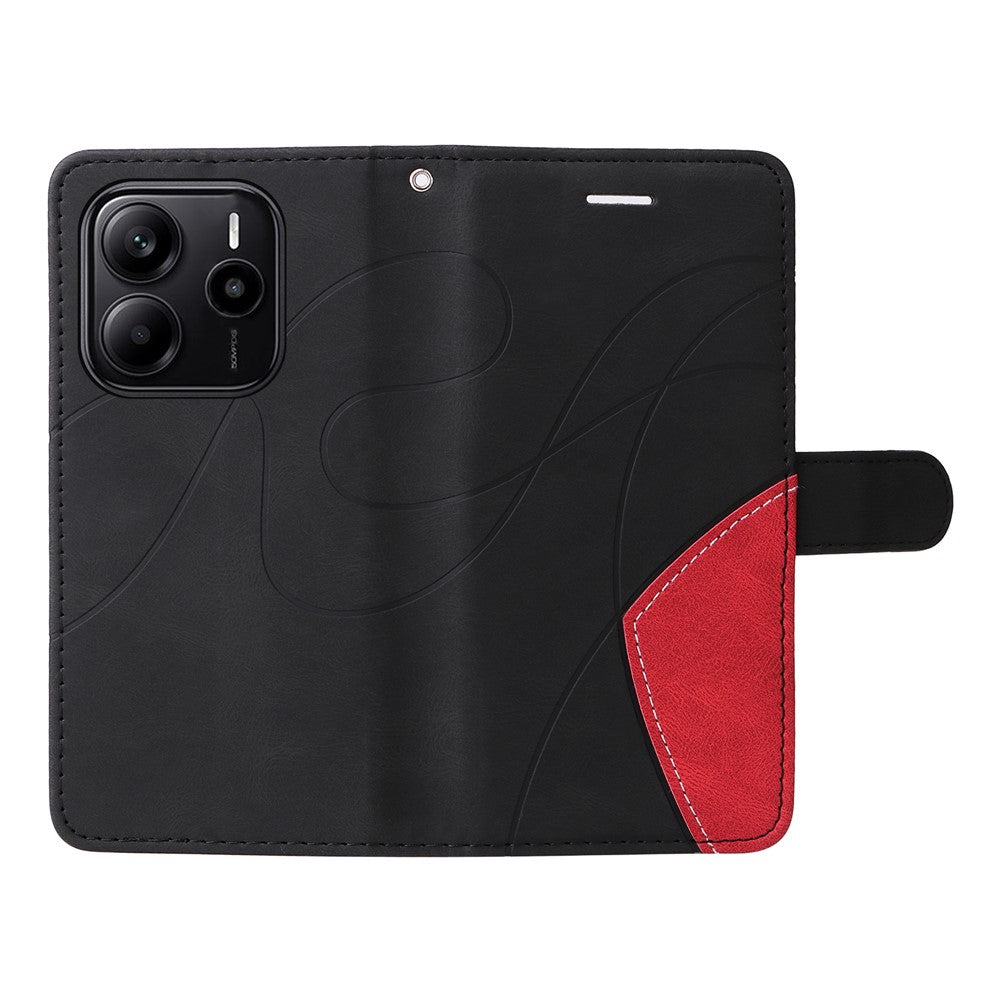 For Xiaomi Redmi Note 14 4G (164.84mm) Leather Phone Case Stand Wallet with Bi-colour Splicing Design