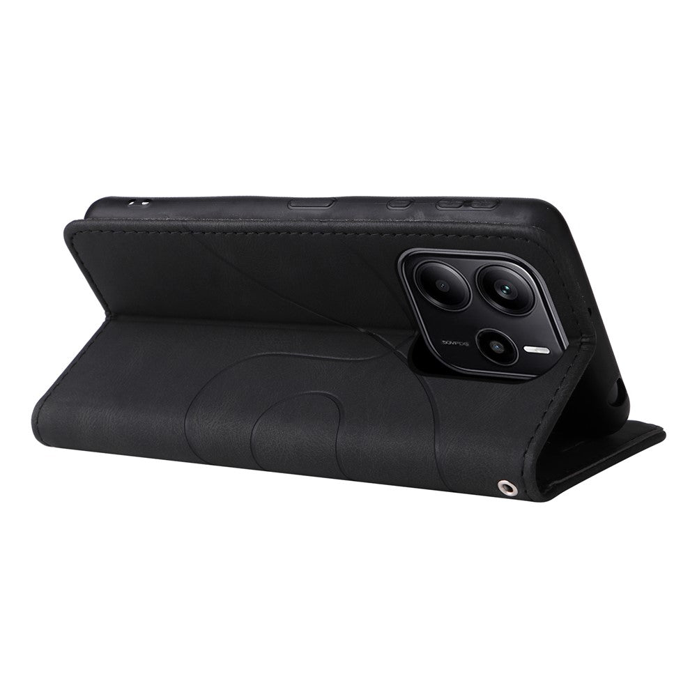 For Xiaomi Redmi Note 14 4G (164.84mm) Leather Phone Case Stand Wallet with Bi-colour Splicing Design