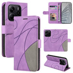 For Xiaomi Redmi Note 14 4G (164.84mm) Leather Phone Case Stand Wallet with Bi-colour Splicing Design