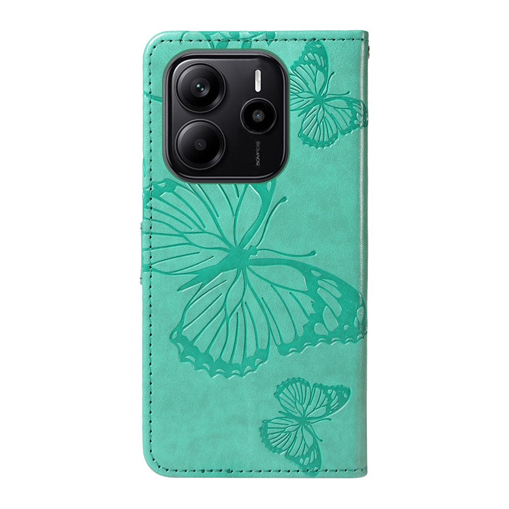 For Xiaomi Redmi Note 14 4G (164.84mm) Wallet Case Floral Butterfly Imprinted Leather Phone Cover Stand