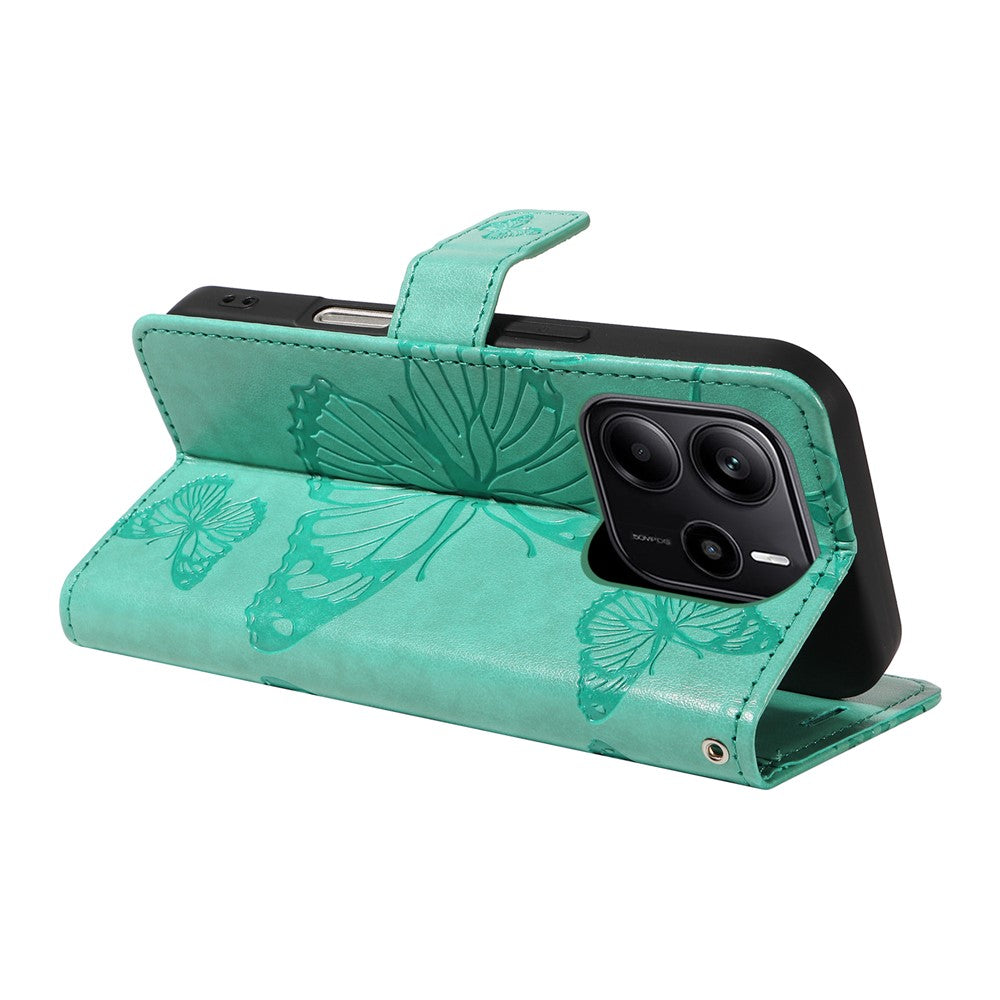For Xiaomi Redmi Note 14 4G (164.84mm) Wallet Case Floral Butterfly Imprinted Leather Phone Cover Stand
