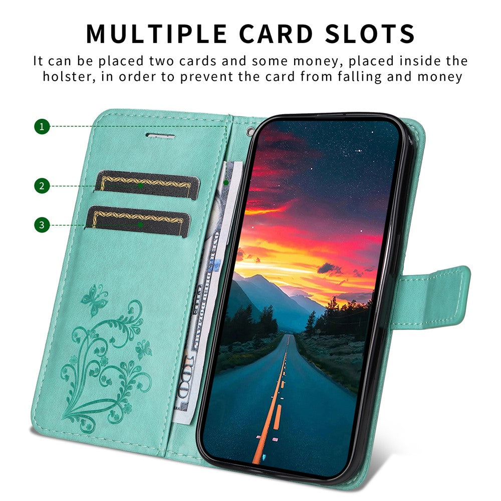 For Xiaomi Redmi Note 14 4G (164.84mm) Wallet Case Floral Butterfly Imprinted Leather Phone Cover Stand
