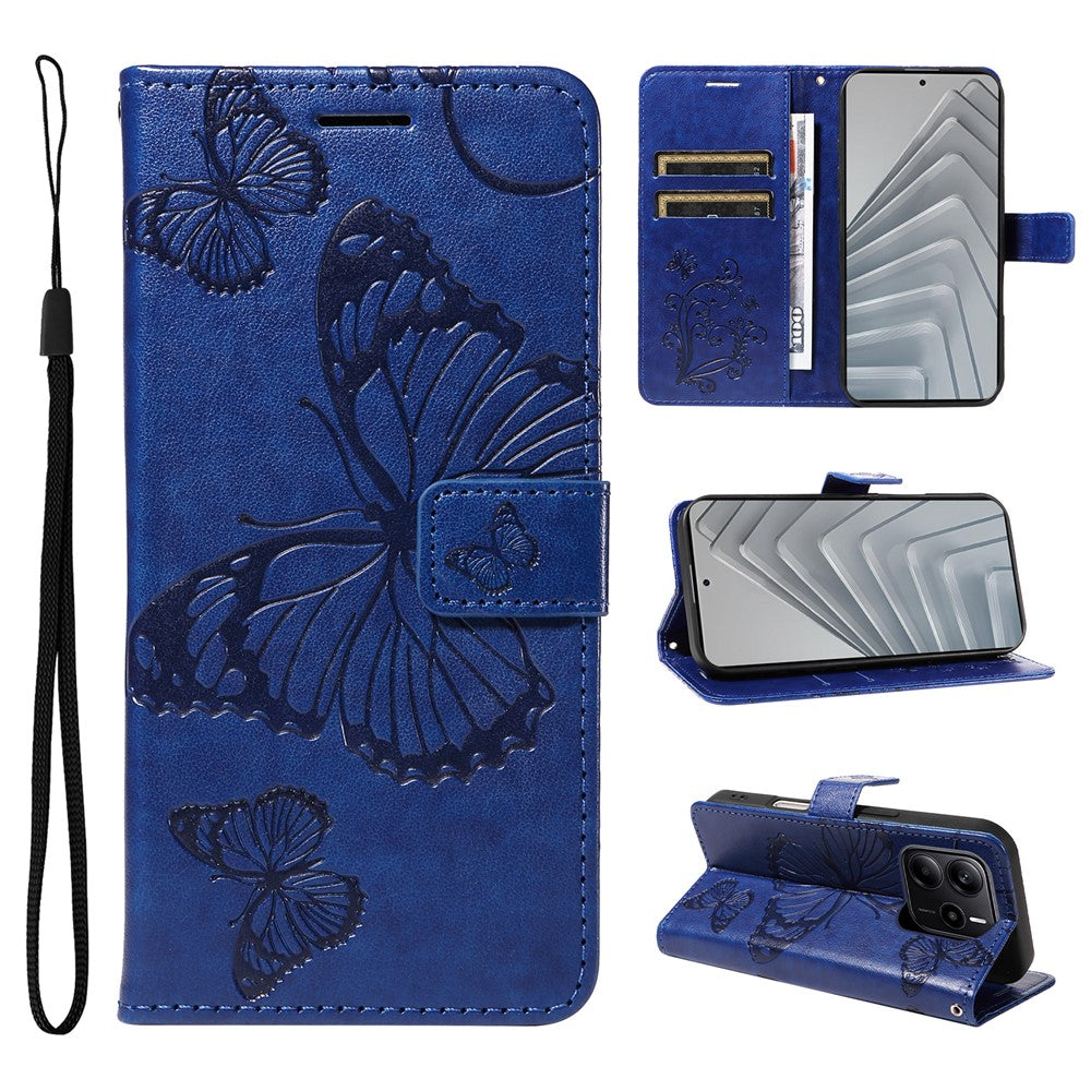 For Xiaomi Redmi Note 14 4G (164.84mm) Wallet Case Floral Butterfly Imprinted Leather Phone Cover Stand