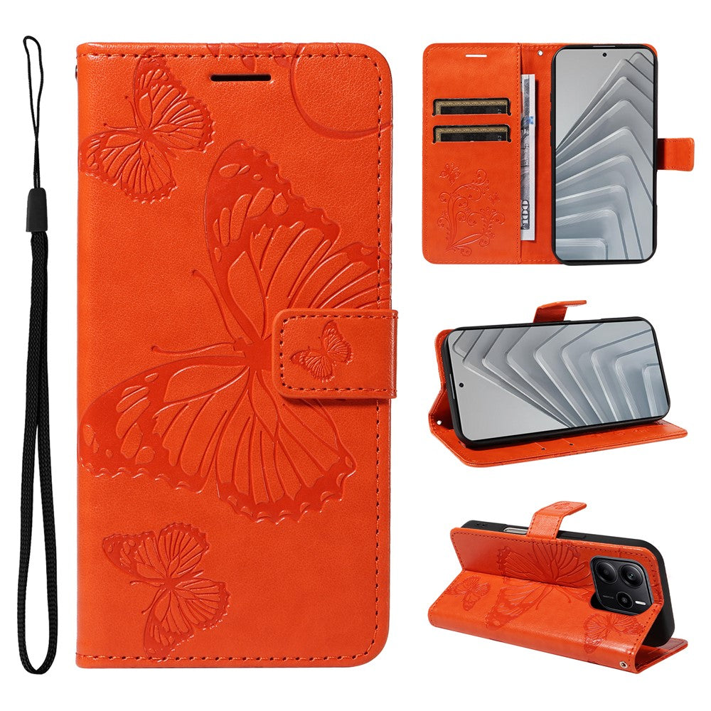 For Xiaomi Redmi Note 14 4G (164.84mm) Wallet Case Floral Butterfly Imprinted Leather Phone Cover Stand