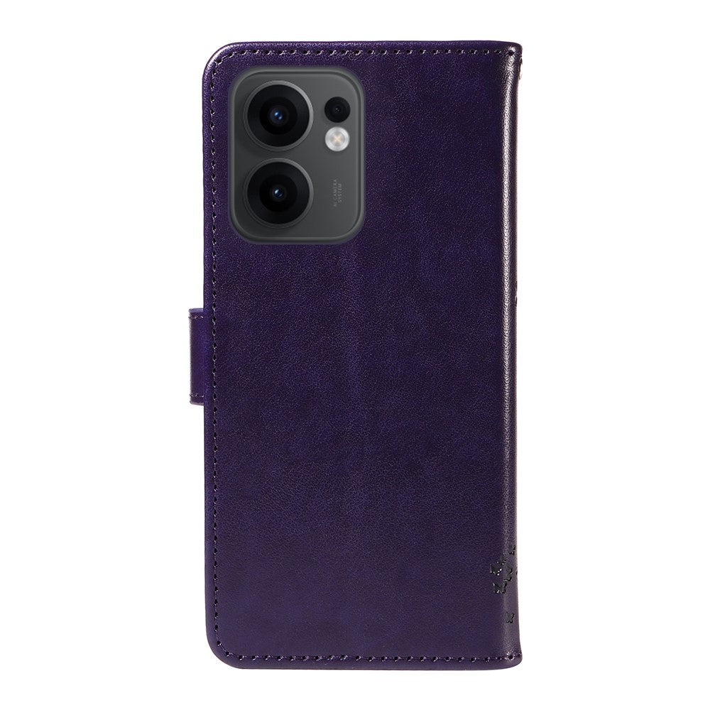 Oppo Reno13 F 5G (Reno 13 FS 5G) / 4G mobilskal med Stativ Läderplånbok med Kattträdsmönster Mobilskal