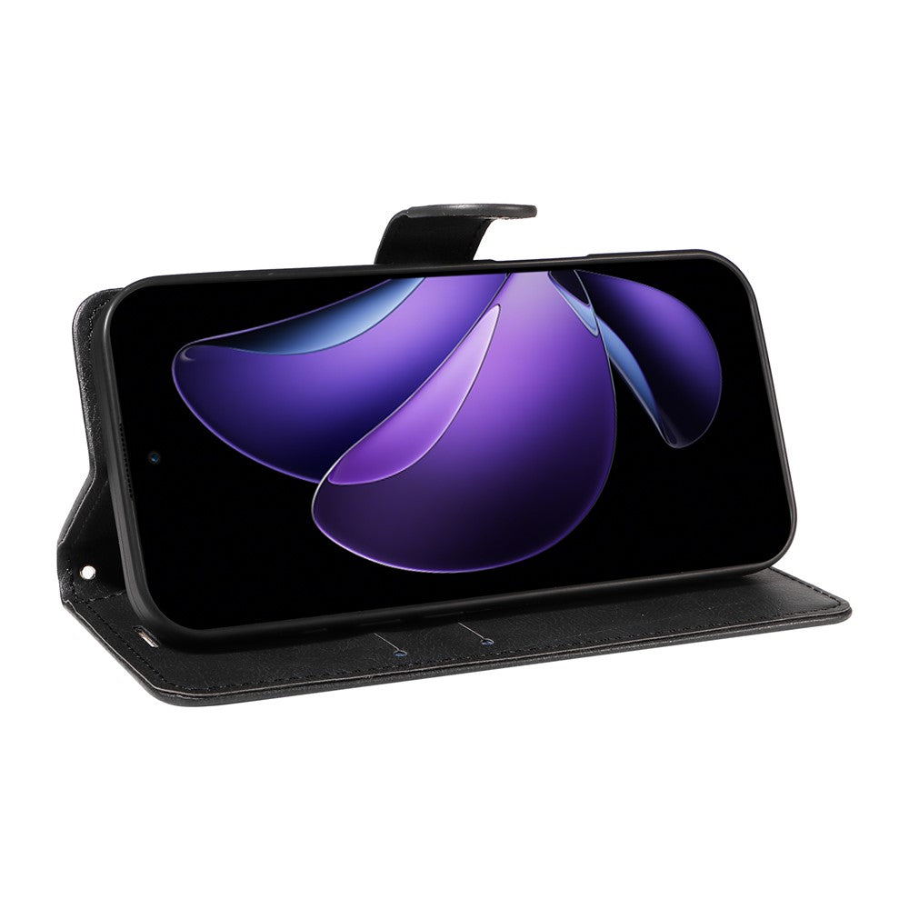 Oppo Reno13 F 5G (Reno 13 FS 5G) / 4G Läderplånboksfodral med rem Enfärgat mobilstativ