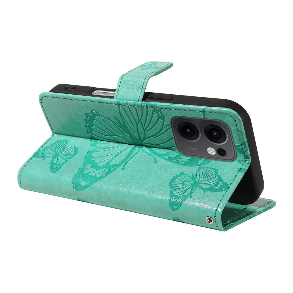 Oppo Reno13 F 5G (Reno 13 FS 5G) / 4G Plånboksfodral Läderfodral med Blommigt Fjärilstryck och Stativ