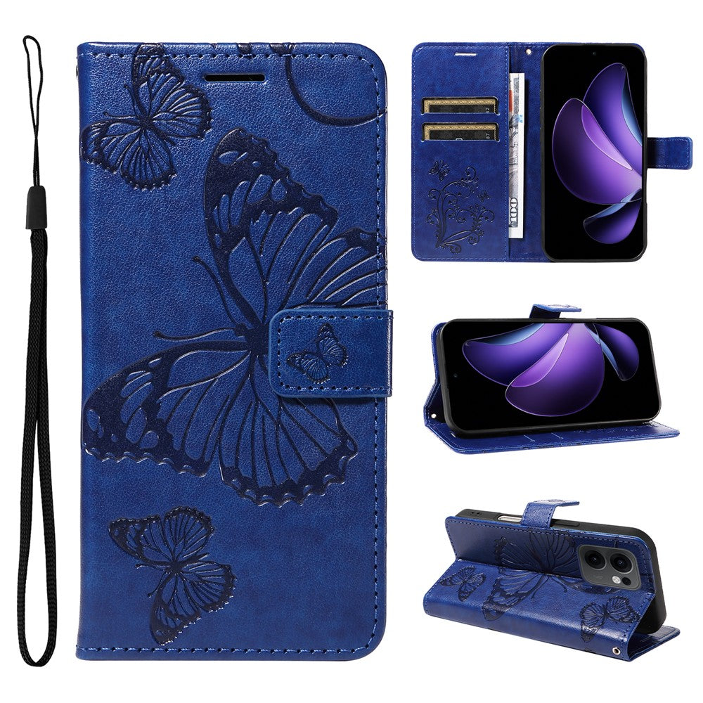 Oppo Reno13 F 5G (Reno 13 FS 5G) / 4G Plånboksfodral Läderfodral med Blommigt Fjärilstryck och Stativ