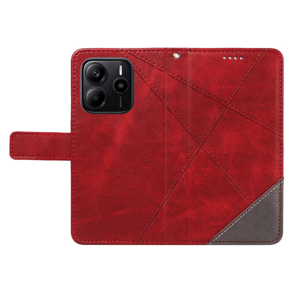 For Xiaomi Redmi Note 14 4G (164.84mm) Leather Case Geometric Line Design Wallet Phone Cover with Wrist Strap