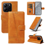 For Xiaomi Redmi Note 14 4G (164.84mm) Wallet Case T-Shape Lines Leather Phone Cover Stand