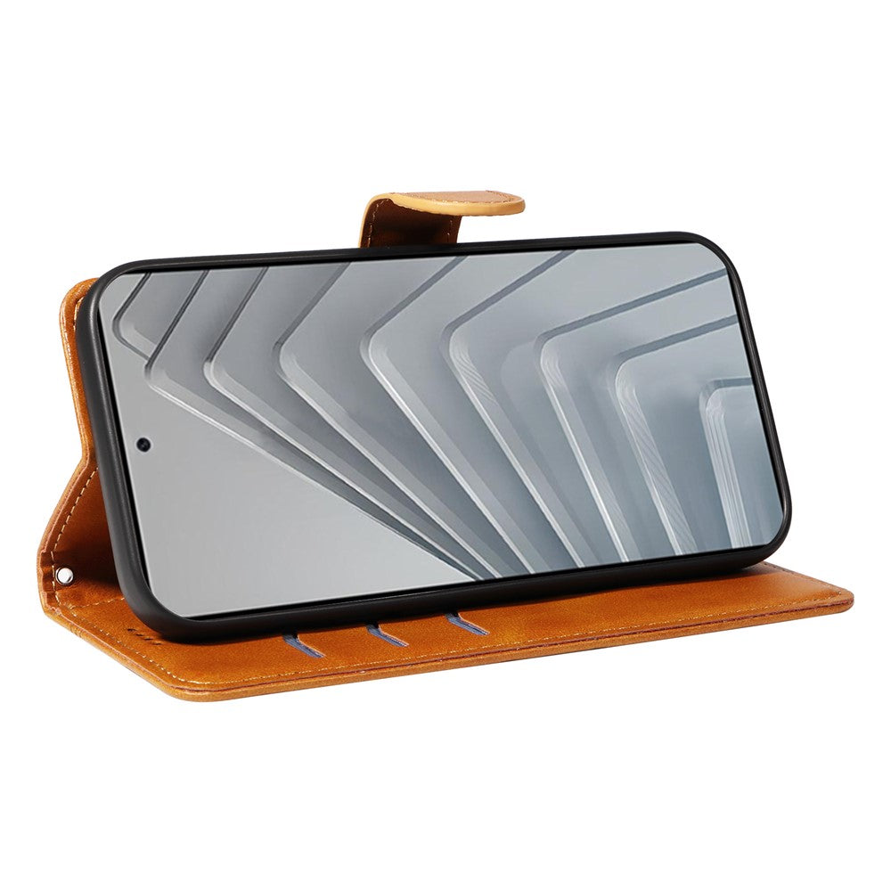 For Xiaomi Redmi Note 14 4G (164.84mm) Wallet Case T-Shape Lines Leather Phone Cover Stand