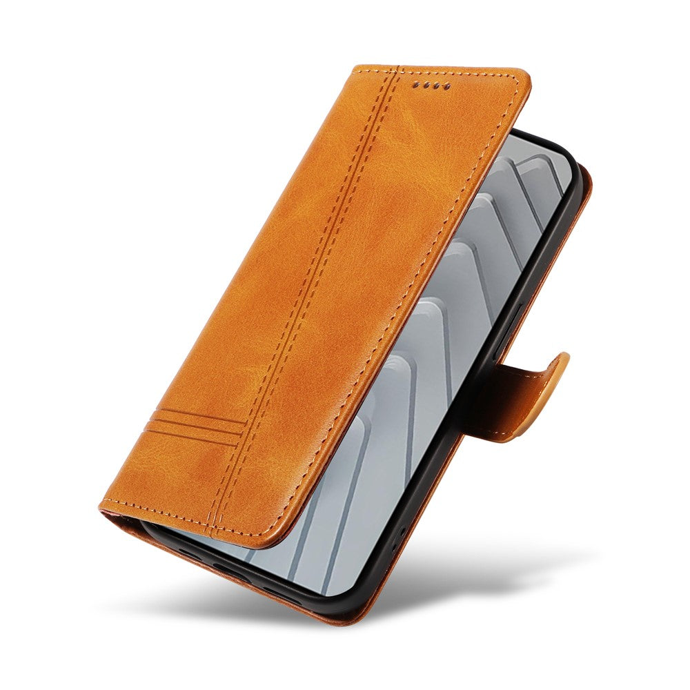 For Xiaomi Redmi Note 14 4G (164.84mm) Wallet Case T-Shape Lines Leather Phone Cover Stand