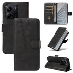 For Xiaomi Redmi Note 14 4G (164.84mm) Wallet Case T-Shape Lines Leather Phone Cover Stand