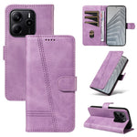For Xiaomi Redmi Note 14 4G (164.84mm) Wallet Case T-Shape Lines Leather Phone Cover Stand
