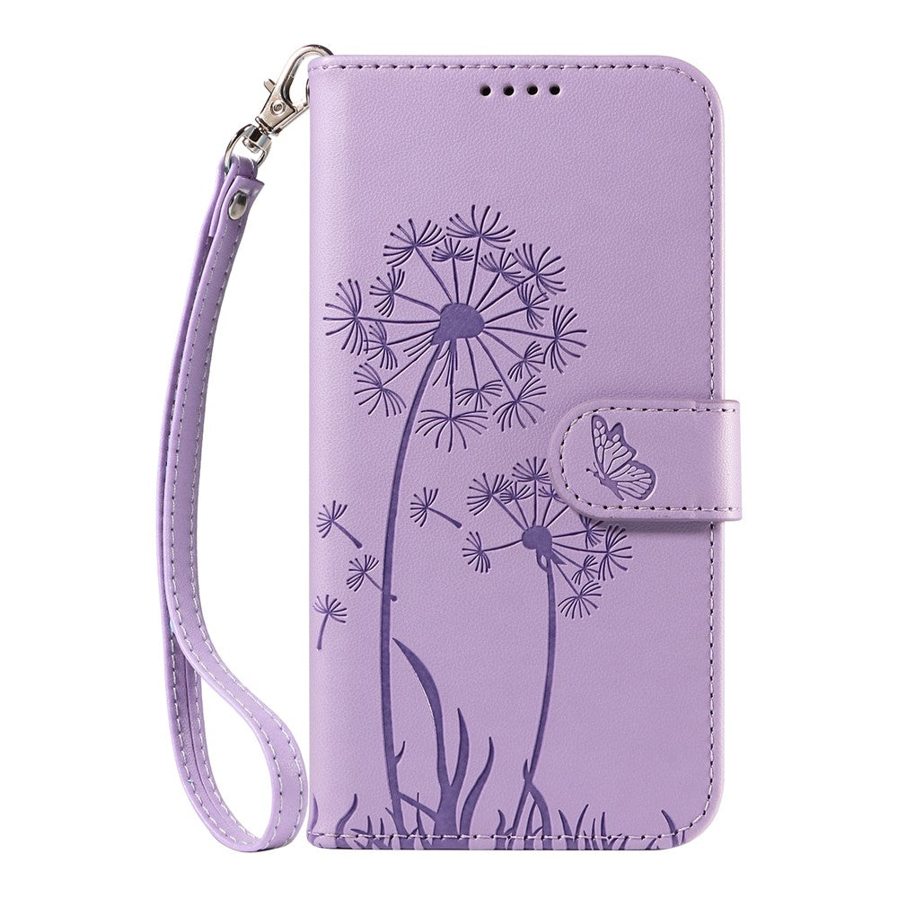 For Xiaomi Redmi Note 14 4G (164.84mm) Leather Wallet Case with Strap Dandelion Imprint Phone Stand Cover